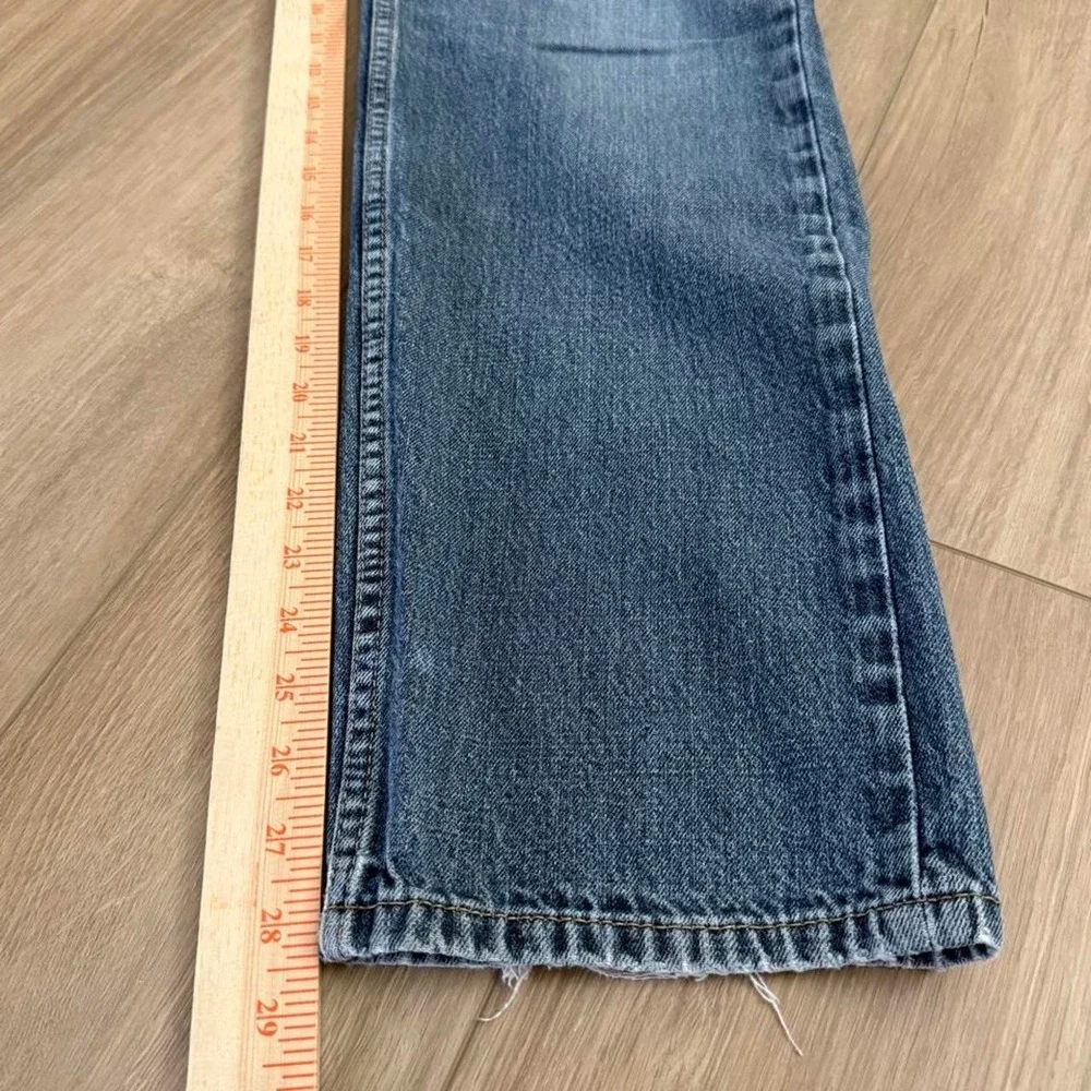 Levis 505 Regular Fit Medium Wash Blue Denim Jeans 36x32 Distressed 0791